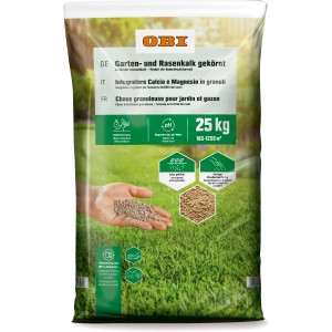 Sack OBI Garten- und Rasenkalk Dolomitkalk, 25 kg, gekörnt zur Bodenverbesserung und Neutralisierung saurer Böden.
