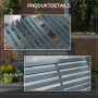 Detailansicht der blauen Outsunny Gartenbank aus Aluminium mit Lamellendesign und Rückenlehne.