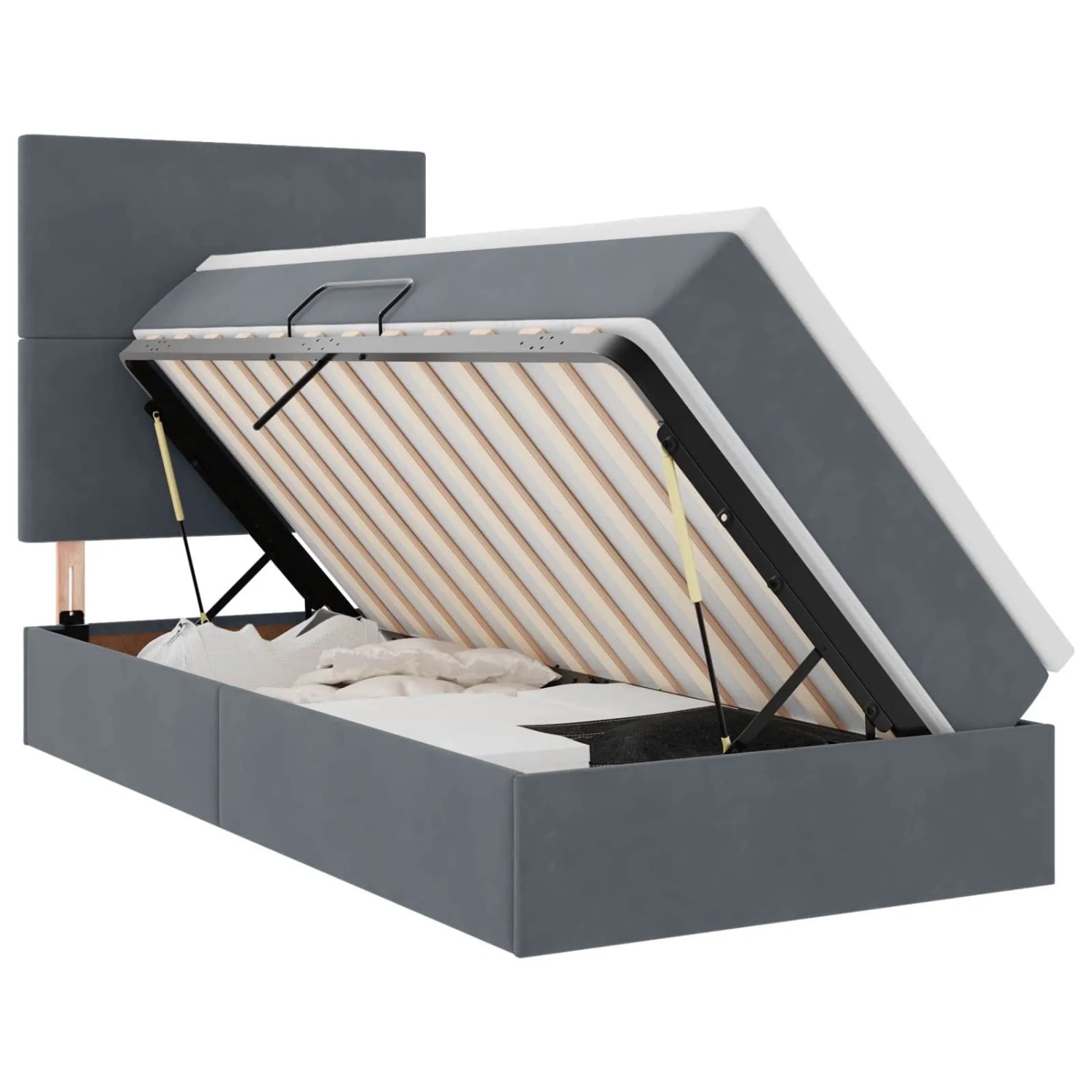 vidaXL Aufbewahrungsbett mit Matratze Dunkelgrau 100 x 200 cm Samt 3371950