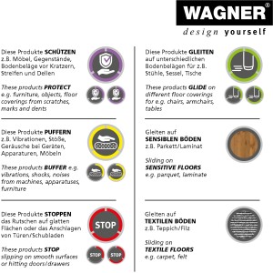 Wagner Filzgleiter Promotionpack, 44 Stück, selbstklebend, braun. Möbelgleiter für optimalen Oberflächenschutz.