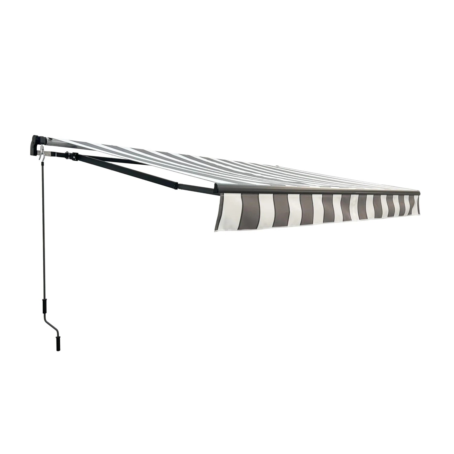 DELUKE Gelenkarmmarkise INSBRUK 300x200cm Grau-Weiß Polyester Balkonmarkise Gelenkmarkise für Terrasse/Balkon Sonnenschutz