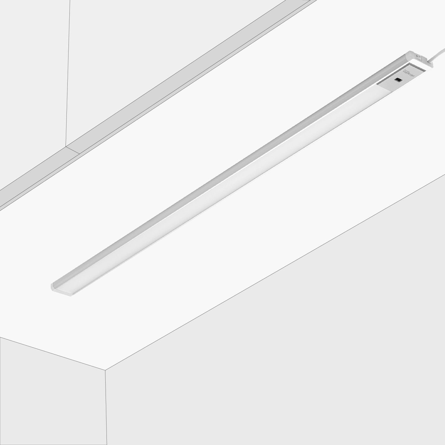 Dimmbare LED Unterbauleuchte Riva, 90cm, Aluminium, Neutralweiß, mit Sensor und Schalter.