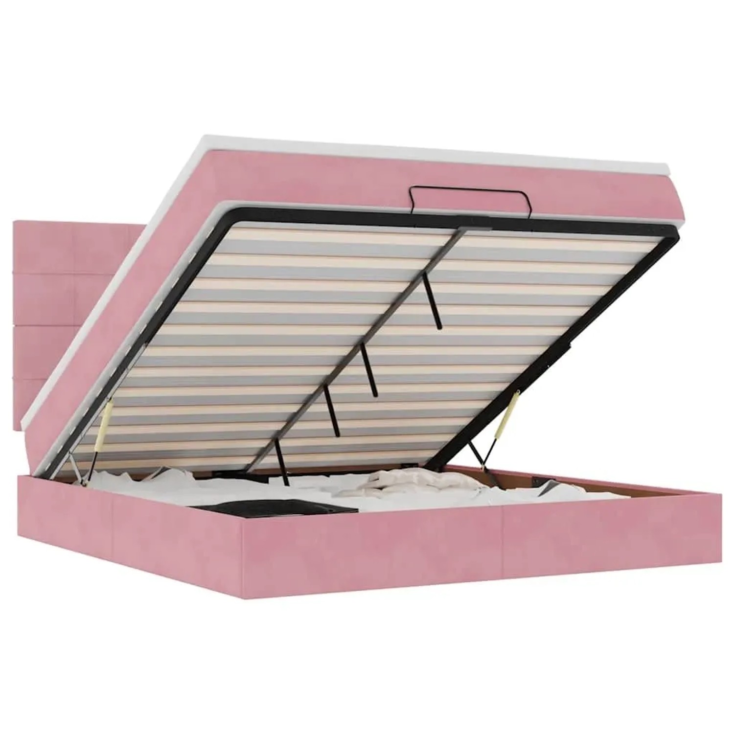 vidaXL Ottoman-Bett mit Matratzen & LEDs Rosa 180x200 cm Samt 3314341