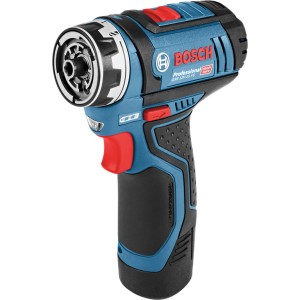 Bosch Professional GSR 12V-15 FC Akku-Bohrschrauber mit blau-schwarzem Gehäuse.