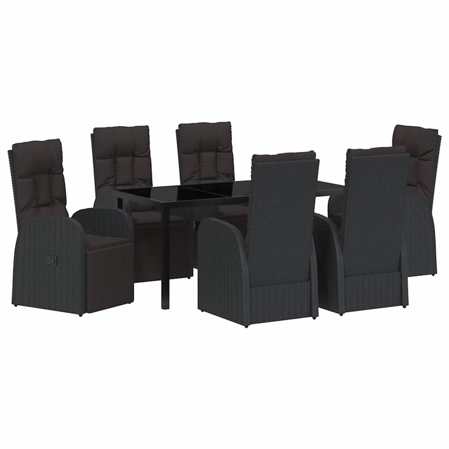 vidaXL Garten Essgruppe mit Kissen 7-Tlg Schwarz Poly Rattan 3379517 günstig online kaufen