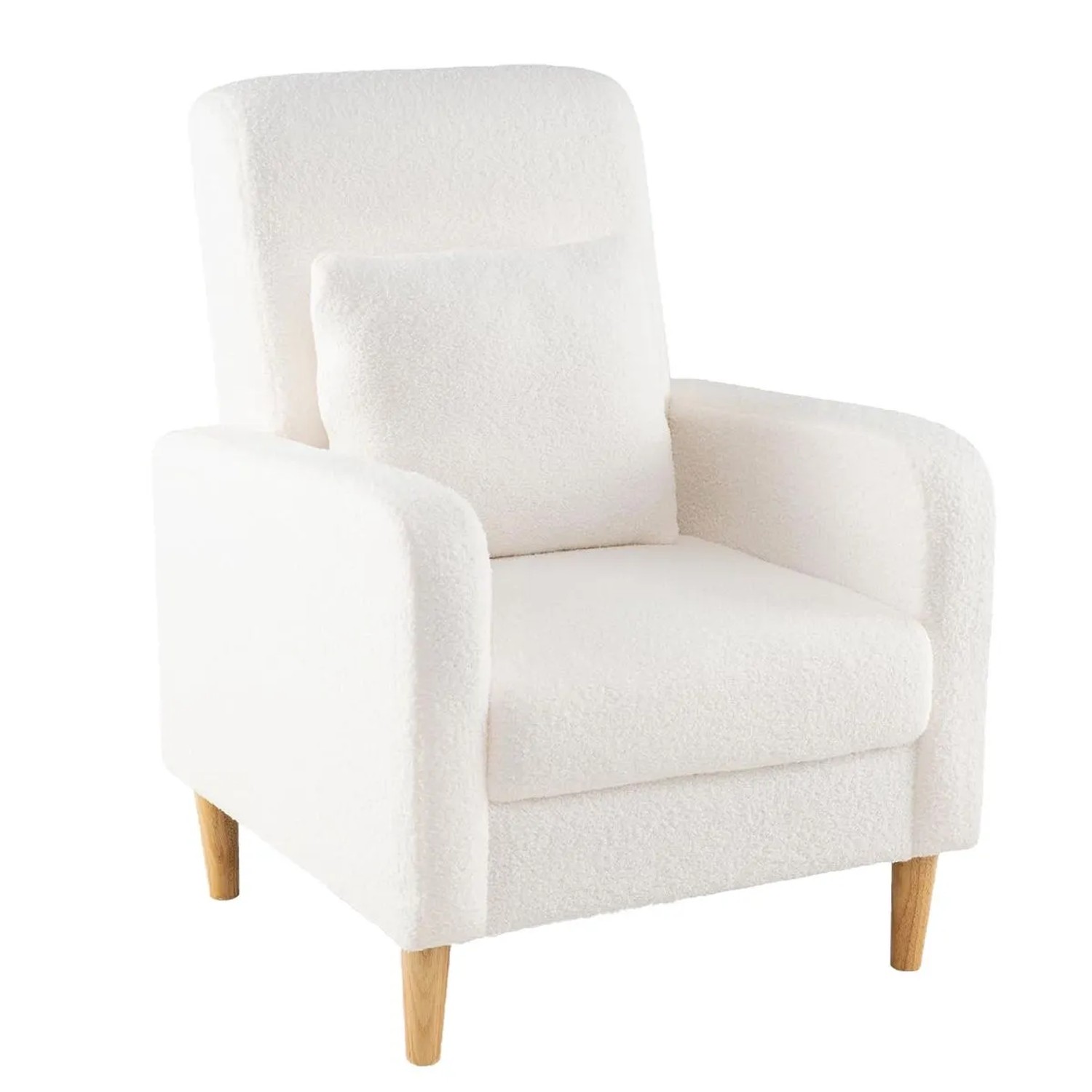Costway Loungesessel Teddy Sessel mit Lendenkissen & Holzbeine Beige