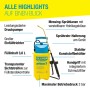 Gloria Drucksprüher Prima 3: Gelber 3L Drucksprüher mit Messinglanze und blauem Griff.