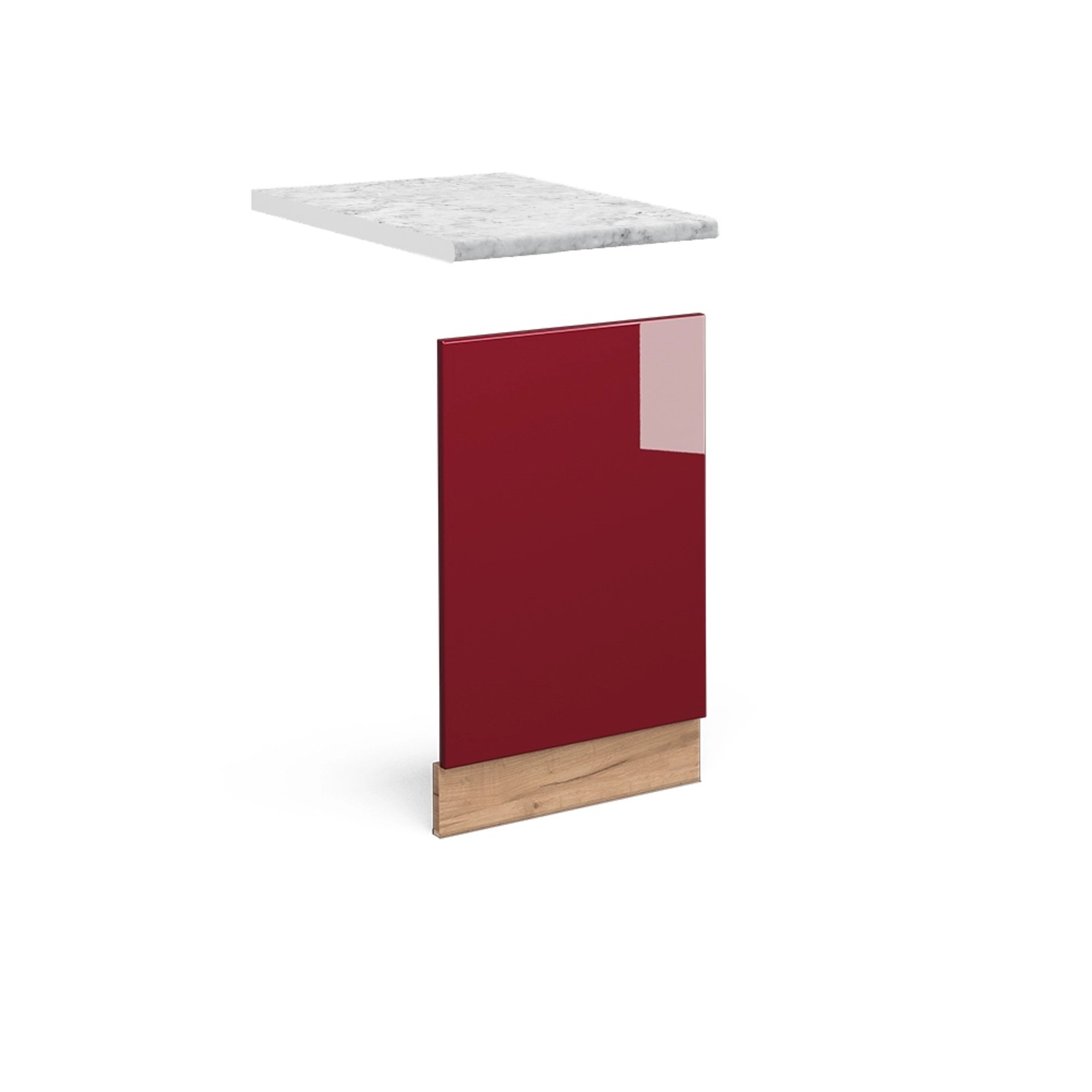 Thumbnail - Vicco Frontblende Fame-Line Bordeaux Hochglanz/Goldkraft Eiche 45 cm AP Marmor