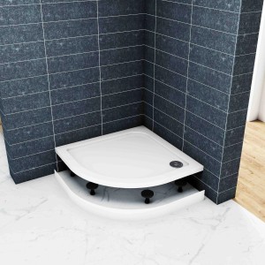 AICA Viertelkreis Duschwanne Set 90x90 mit Schürze und Stellfüßen für einfache Montage.