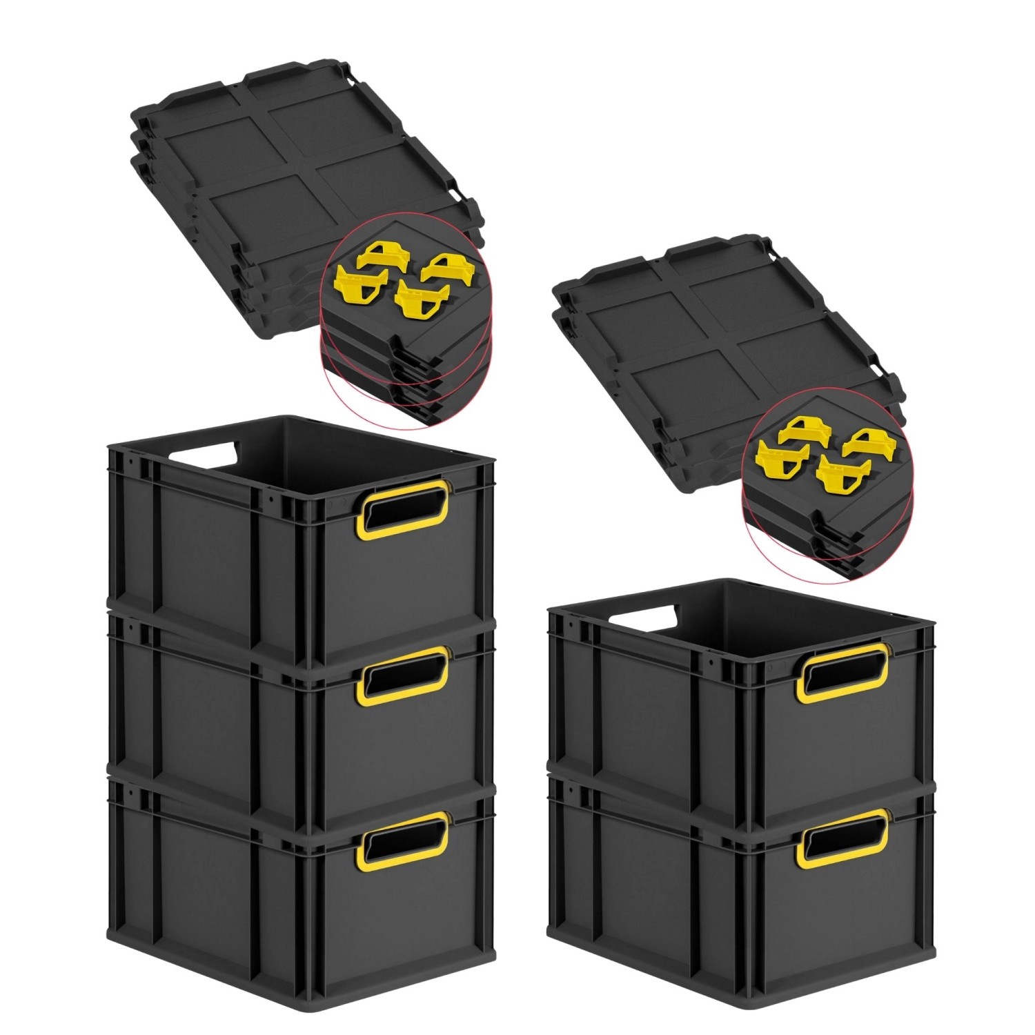 PROREGAL SparSet 5x Eurobox Nextgen Color Mit Auflagedeckel HxBxT 22x30x40c günstig online kaufen