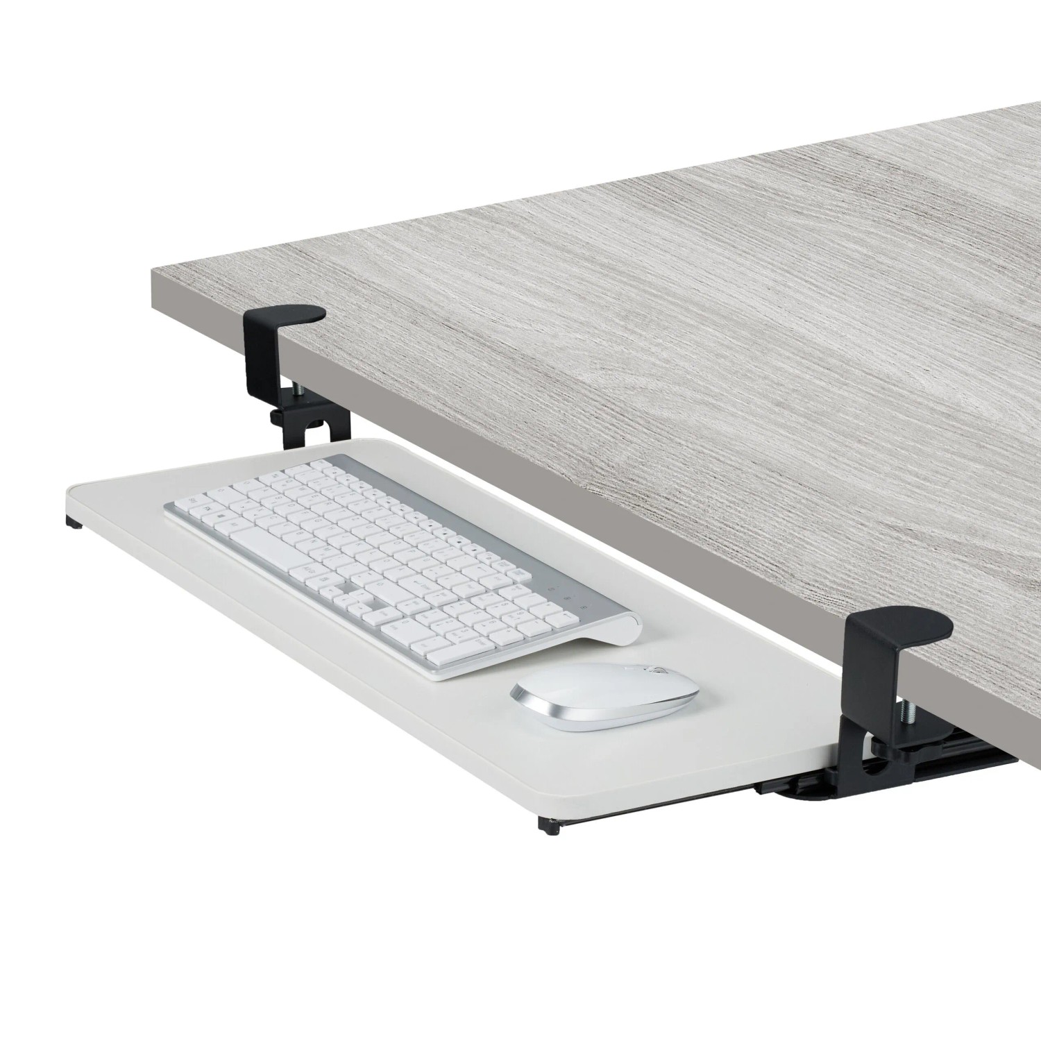 Relaxdays Tastaturablage MDF Weiß Ausziehbar 78 cm x 24 cm x 11 cm 2,4 kg