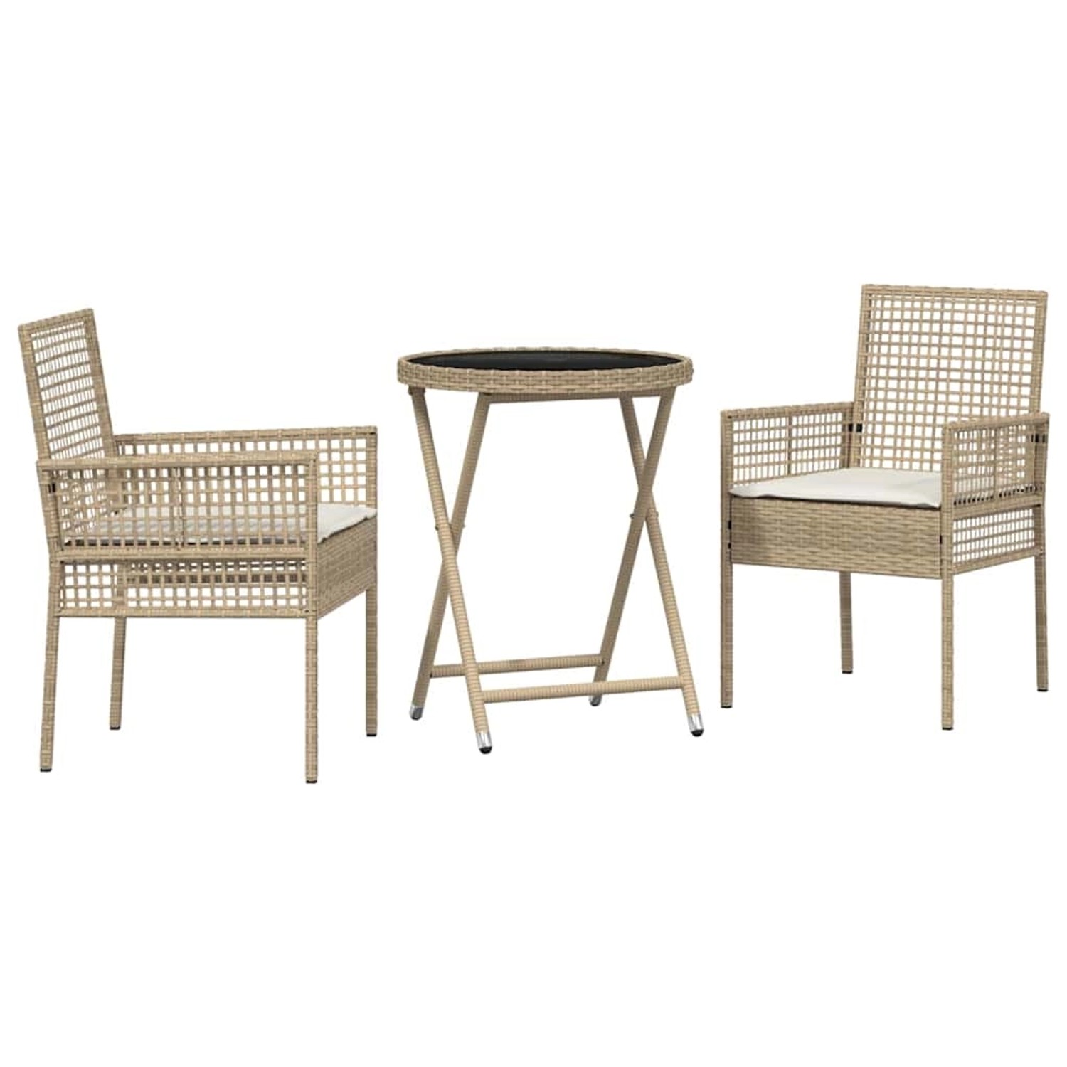 vidaXL Garten Bistro Set 3-Tlg Beige Poly Rattan 3334966