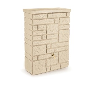 Arves Regentonne Maurano 300 l in Sandstein-Optik mit Wasserhahn.