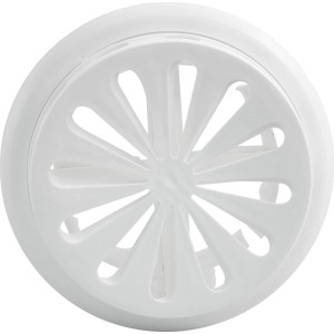 Weißes, verschließbares Marley Lüftungsgitter, Ø 100-150 mm, für Rohre im Innenbereich.