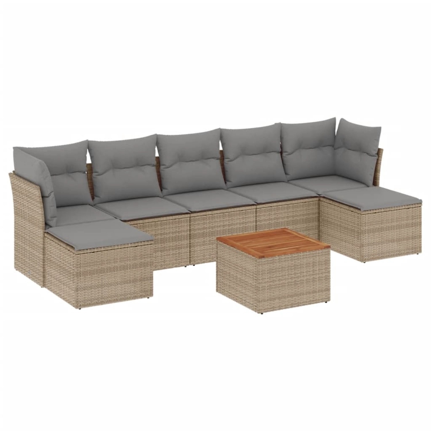 vidaXL 8-Tlg Garten-Sofagarnitur mit Kissen Beige Poly Rattan 3223777 günstig online kaufen