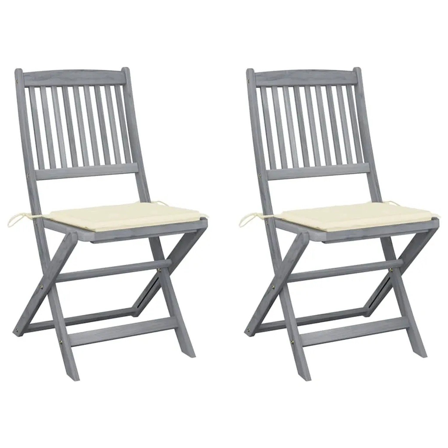 vidaXL Klappbare Gartenstühle 2 Stk mit Kissen Massivholz Akazie 3064538