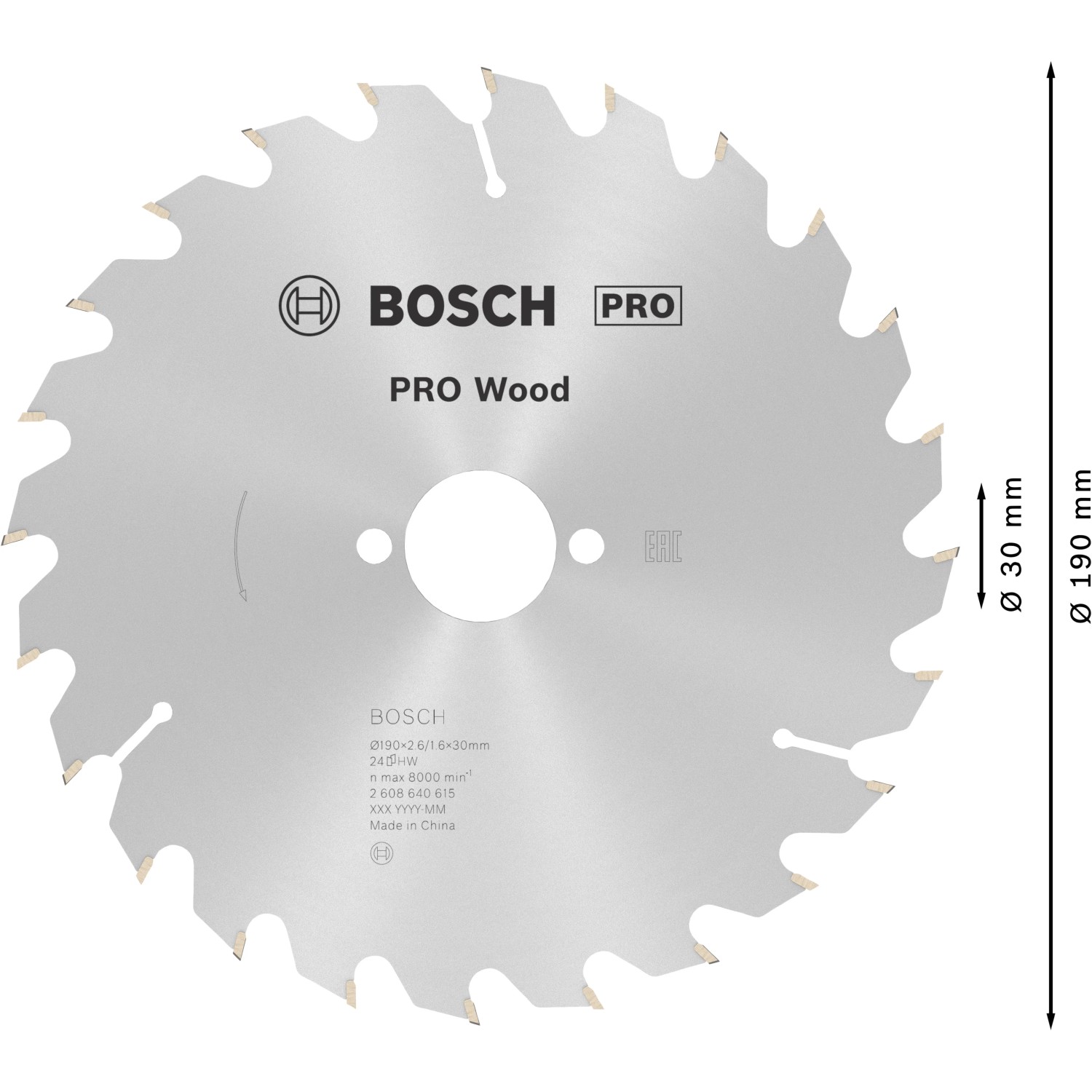 Bosch Kreissägeblatt Optiline Wood, 190 mm Durchmesser, für präzise Holzschnitte.