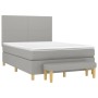 Hellgraues vidaXL Boxspringbett (140x190 cm) mit Matratze und Bank.