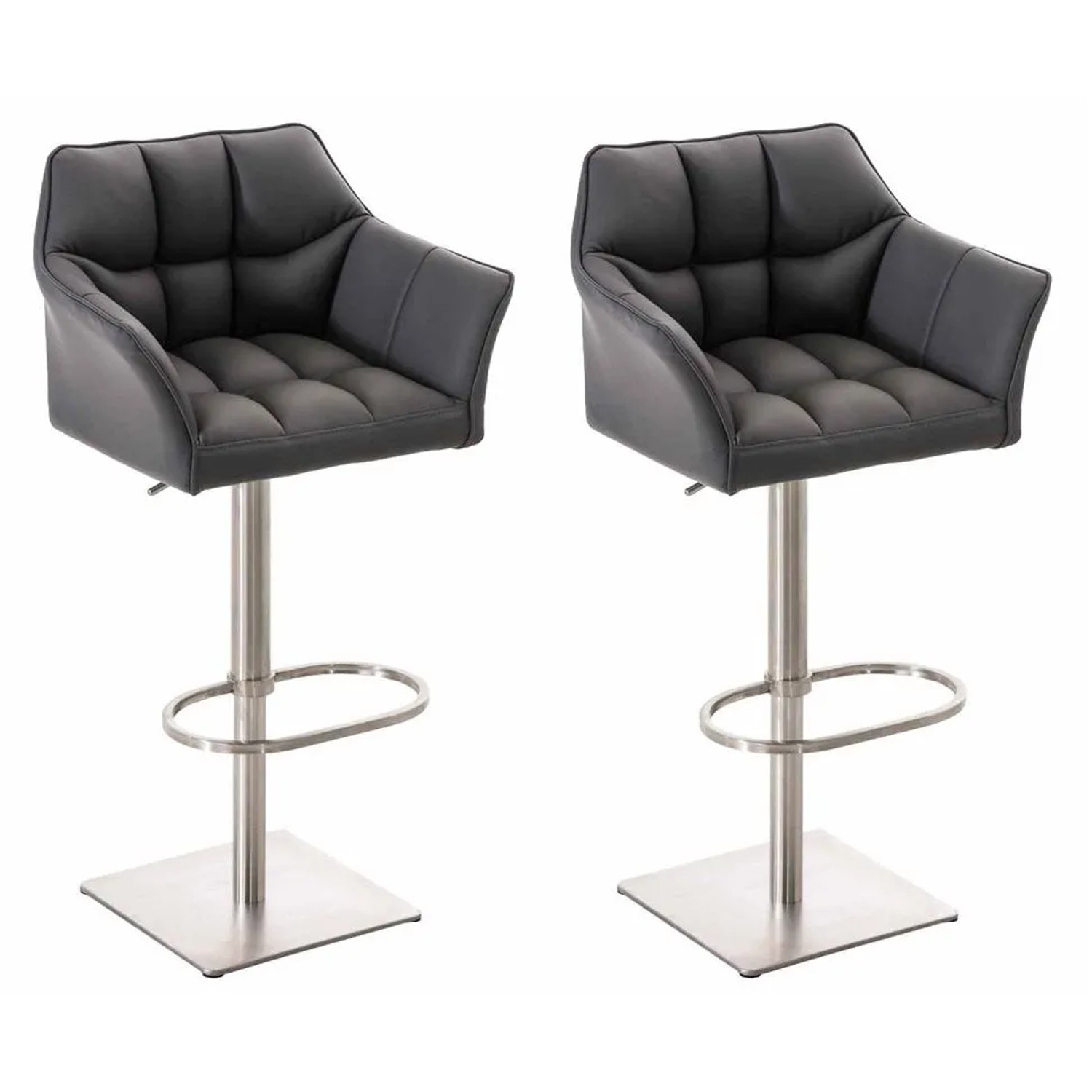 CLP 2er Set Barhocker Damaso Kunstleder Grau/Edelstahl