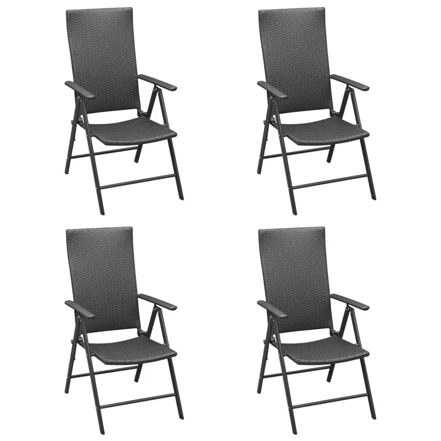 Furnicato Gartenstuhl Pe Rattan Schwarz 55 X 64 X 105 Cm 7 Fach Verstellbar