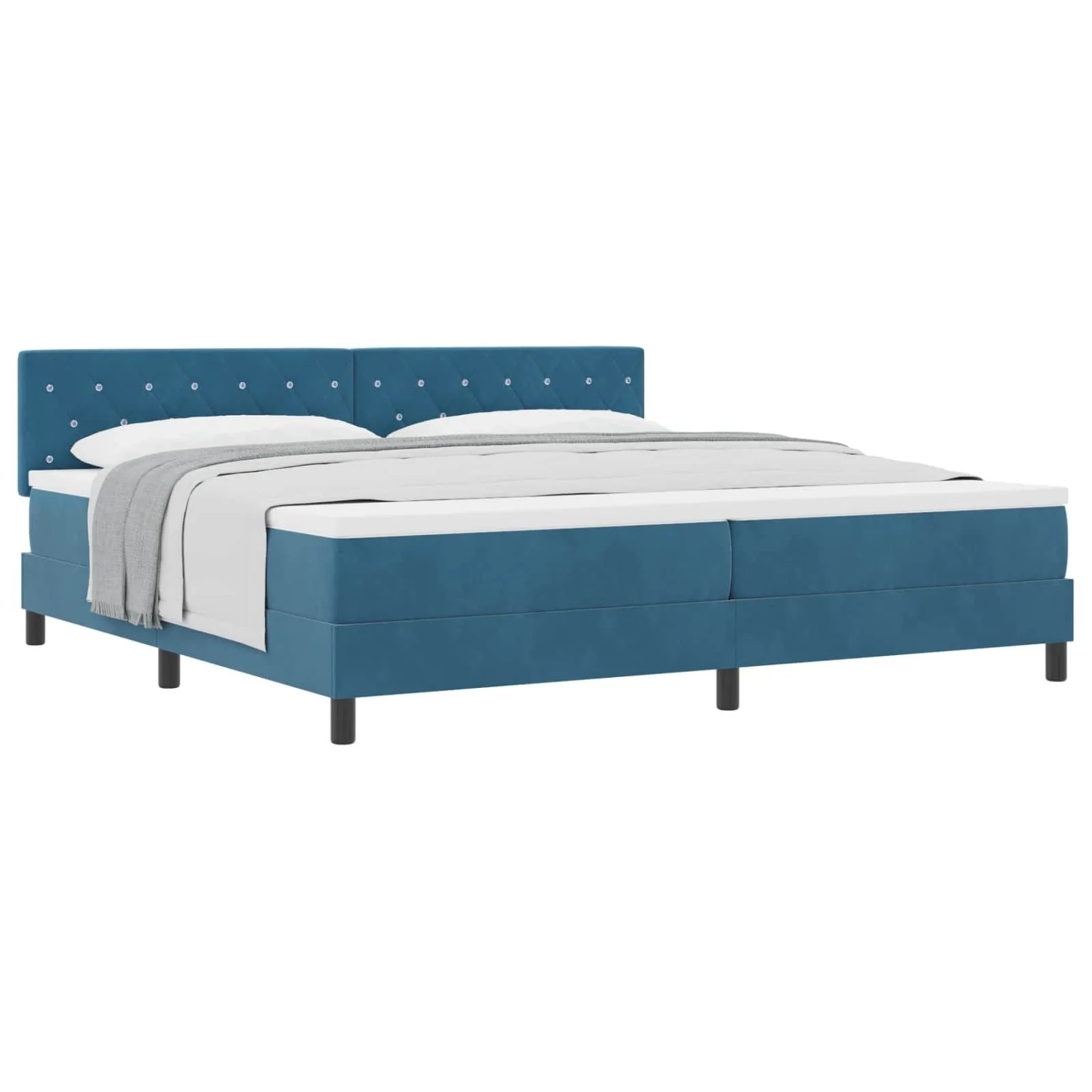 vidaXL Boxspringbett mit Matratze Dunkelblau 200 x 200 cm Samt 3339132