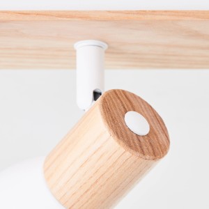 Detailaufnahme: Daintree Spotbalken, 3-flammig, weiß/natur, Holz-Spot, drehbar.