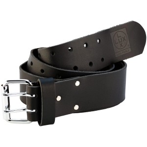 Schwarzer LUX Ledergürtel mit Dornschließe für Arbeitshosen, bis 130 cm.
