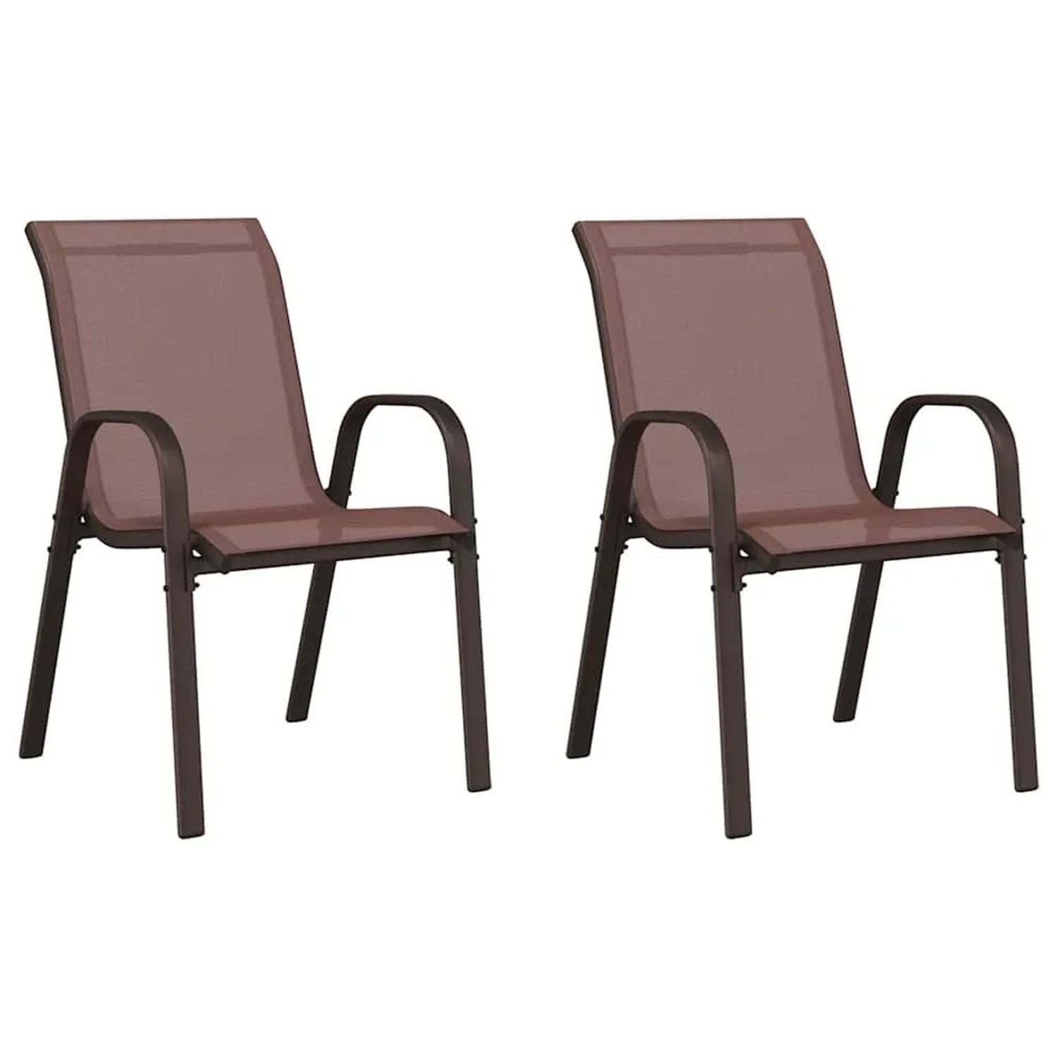 Furnicato Stapelbare Gartenstühle 2 Stk  Braun Textilene