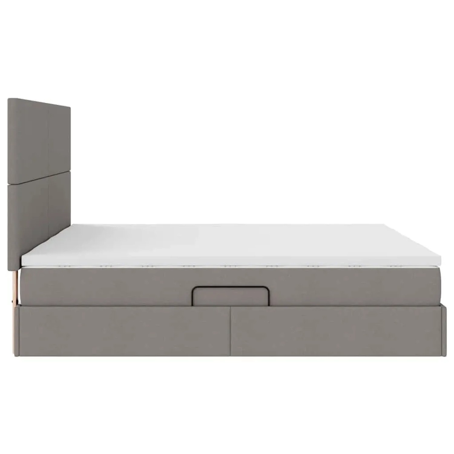 vidaXL Bett mit LED-Leisten, Stoff Taupe, 200x200 cm. Bett mit Stauraum und Kopfteil.