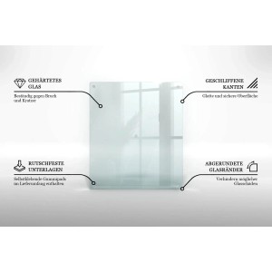Tulup Schneidebrett Glas Schneidebrett Transparent 60x52 cm Rechteckiges Schneidebrett Transparente Schneidebrett