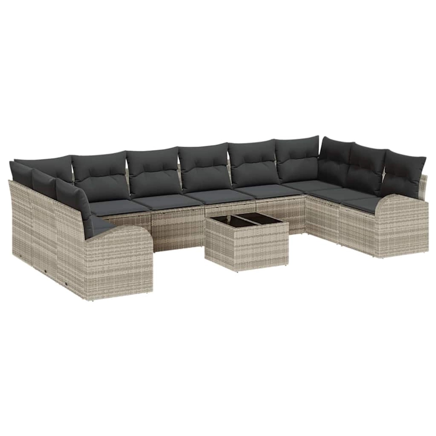 vidaXL Garten-Sofa-Set 11-Tlg Hellgrau Poly Rattan 3346232 günstig online kaufen