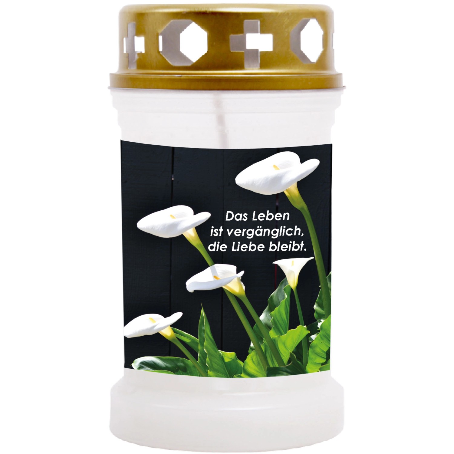 HS Candle Grabkerze Weiß 40h Inkl. Deckel Gold Calla 2 günstig online kaufen