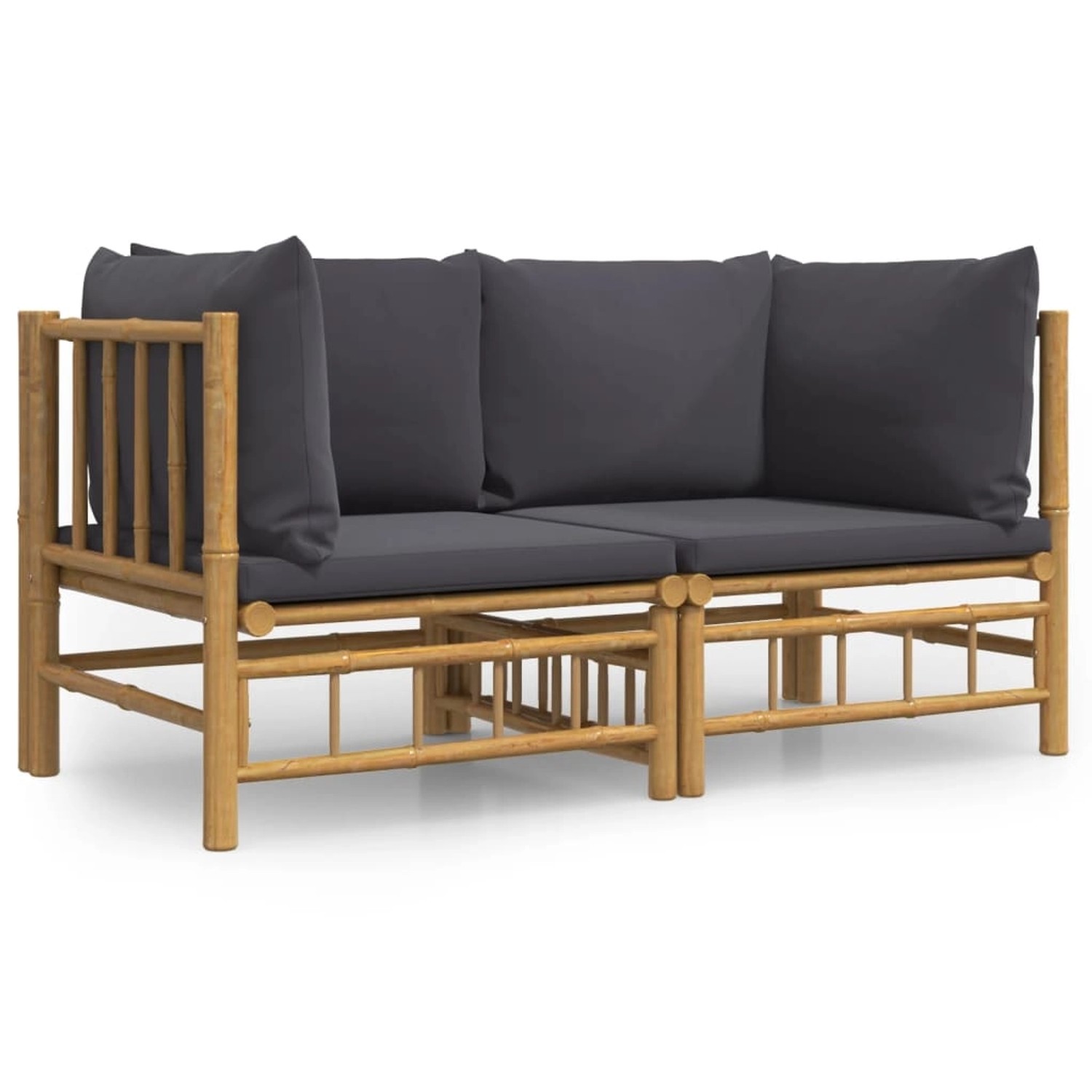 Thumbnail - vidaXL Garten-Ecksofas mit Dunkelgrauen Kissen 2 Stk Bambus 3155214