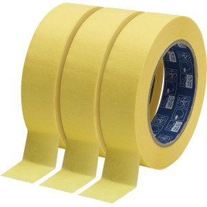 3 Rollen LUX Flachkrepp Klebeband, 50mm breit, zum Abkleben für Farbarbeiten.
