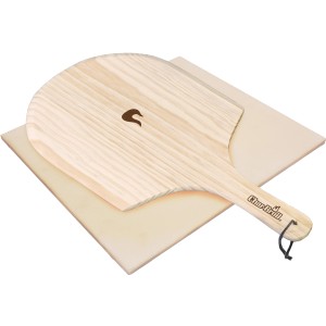 Char-Broil Pizzastein Set: Rechteckiger Stein und Holzschieber für Grillpizza.