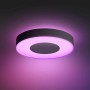 Schwarze Philips Hue Infuse L Deckenleuchte mit farbiger Ambiente-Beleuchtung.