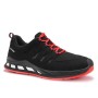 ELTEN MADDOX XXR Air Sicherheitshalbschuh, schwarz mit roten Schnürsenkeln und Sohle, sportlich, S1PS.