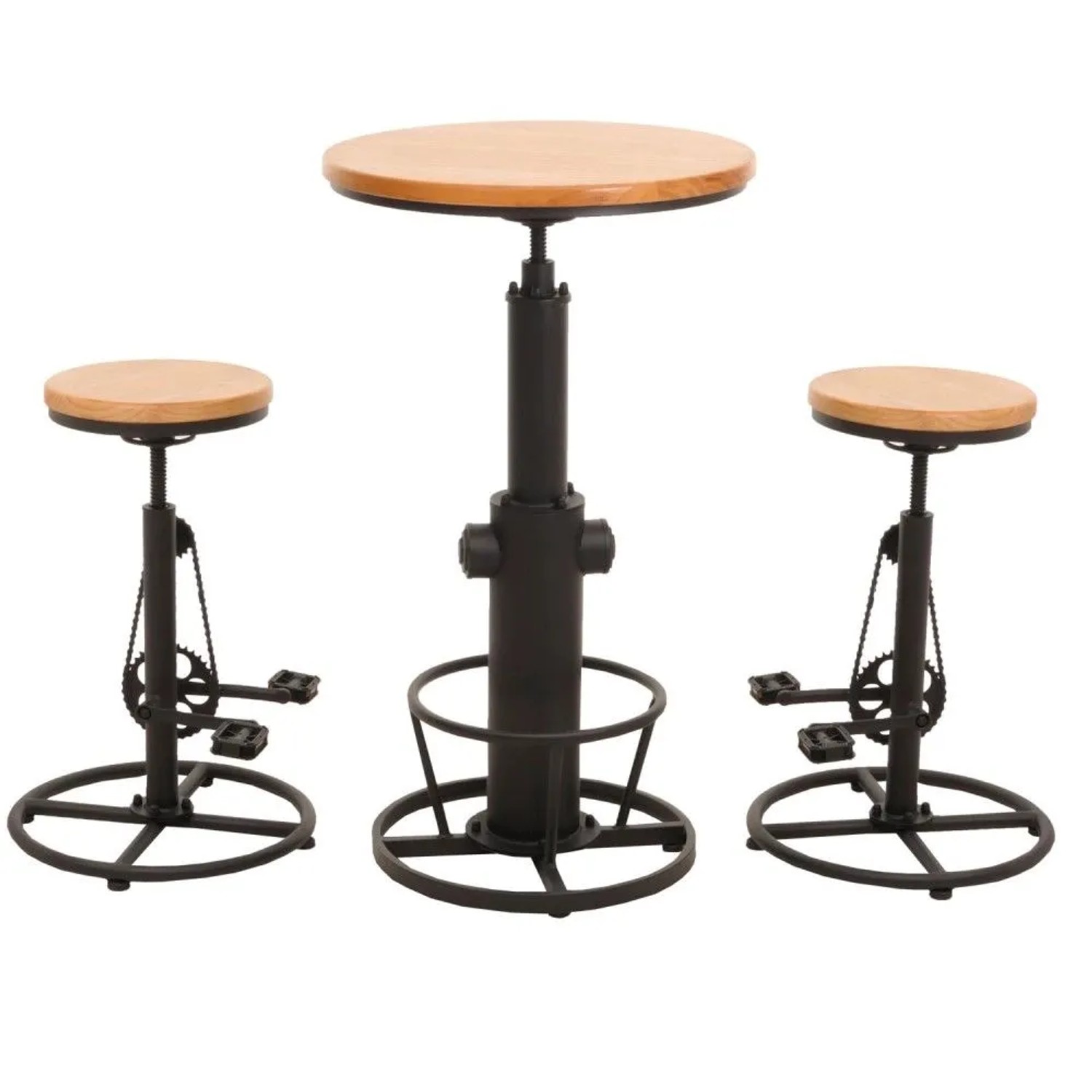 MCW Set Bartisch mit 2x Barhocker N20 Natur