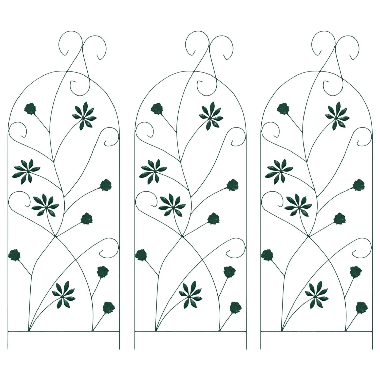 vidaXL Gartenzaun 3 Stk Grün 112 x 39,5 cm Stahl 42021361