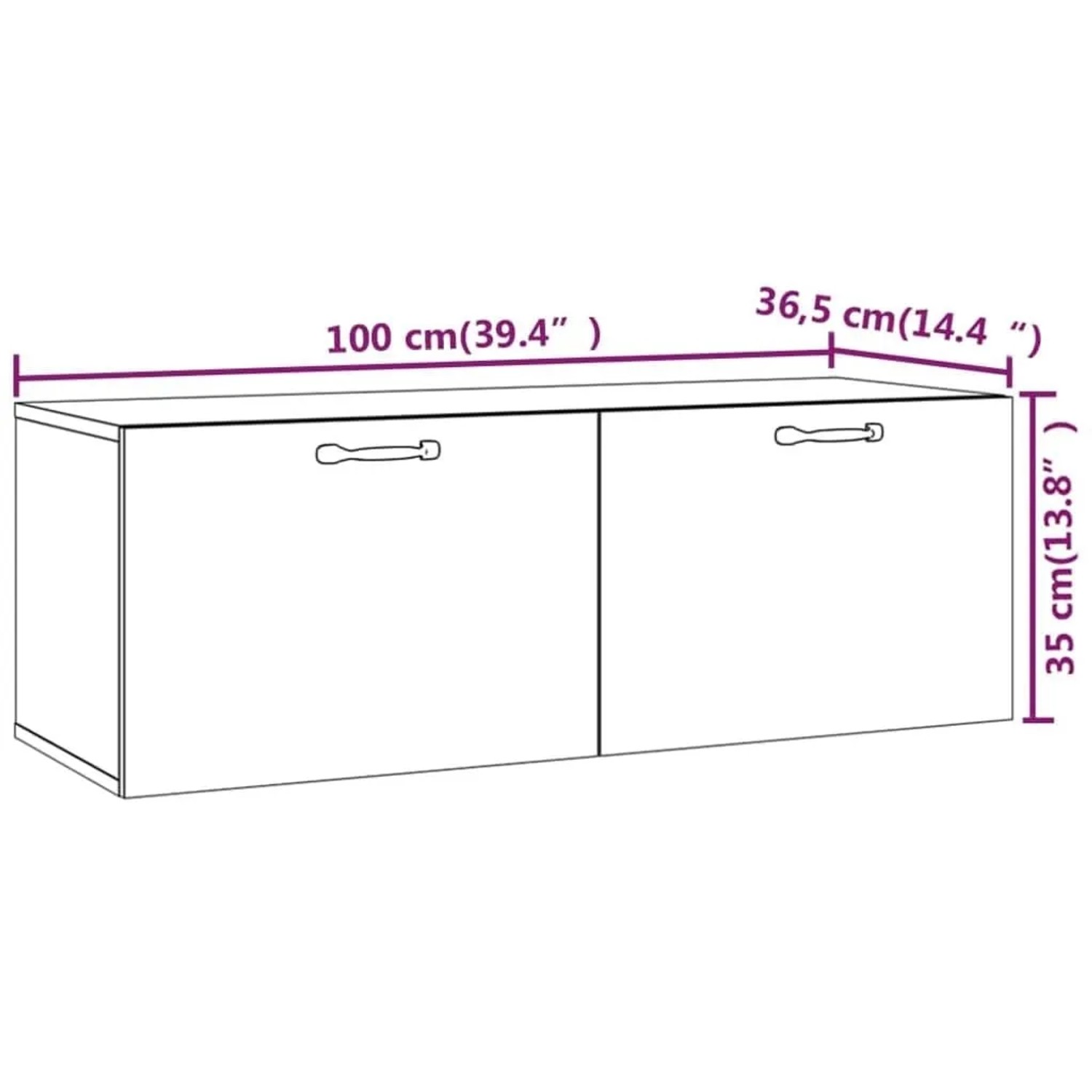 vidaXL Wandschrank Betongrau 100x36,5x35 cm Holzwerkstoff Modell 2_10