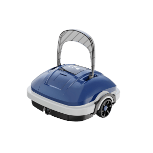 Blauer Poolroboter CF45CL mit Akku und Tragegriff für die Poolreinigung.