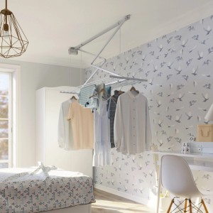 Foxydry Decken Wäscheständer Mit Seilzug Platzsparend 152 cm Grau