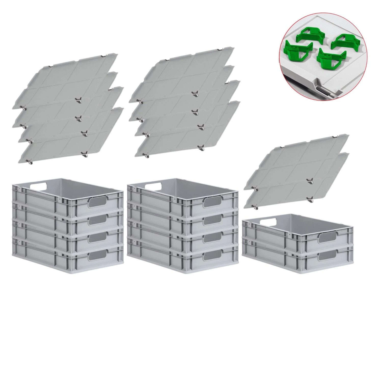 PROREGAL Spar Set 10x Eurobox Nextgen Economy Mit Auflagedeckel & 4x Schieb günstig online kaufen