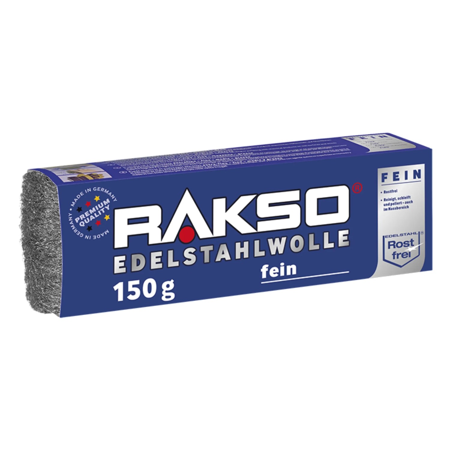 RAKSO Edelstahlwolle Banderole Sorte Fein 1 x 150g