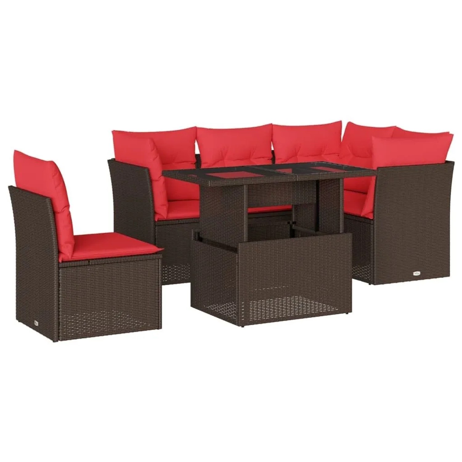 vidaXL 6-Tlg Gartensofa-Set mit Kissen Braun Polyrattan 3266594 günstig online kaufen