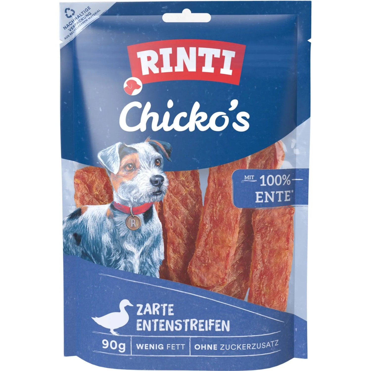 Rinti Hunde-Natursnacks Chicko Entenstreifen 90 g