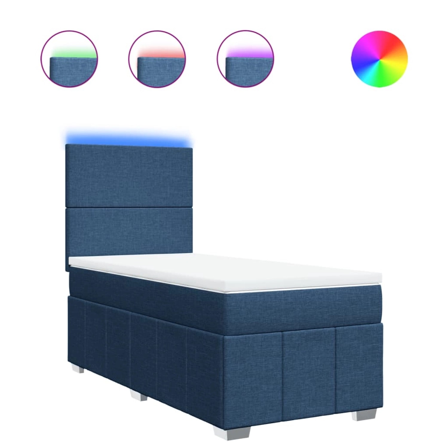 vidaXL Boxspringbett mit Matratze Blau 100x200 cm Stoff 3293878 günstig online kaufen