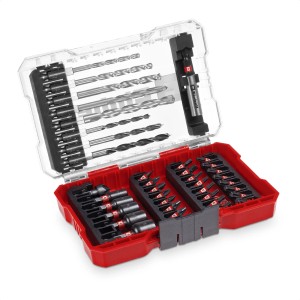 Einhell Impact-Bit-Set, 39-teilig, mit Metall-, Stein- und Holzbohrern in roter Aufbewahrungsbox.