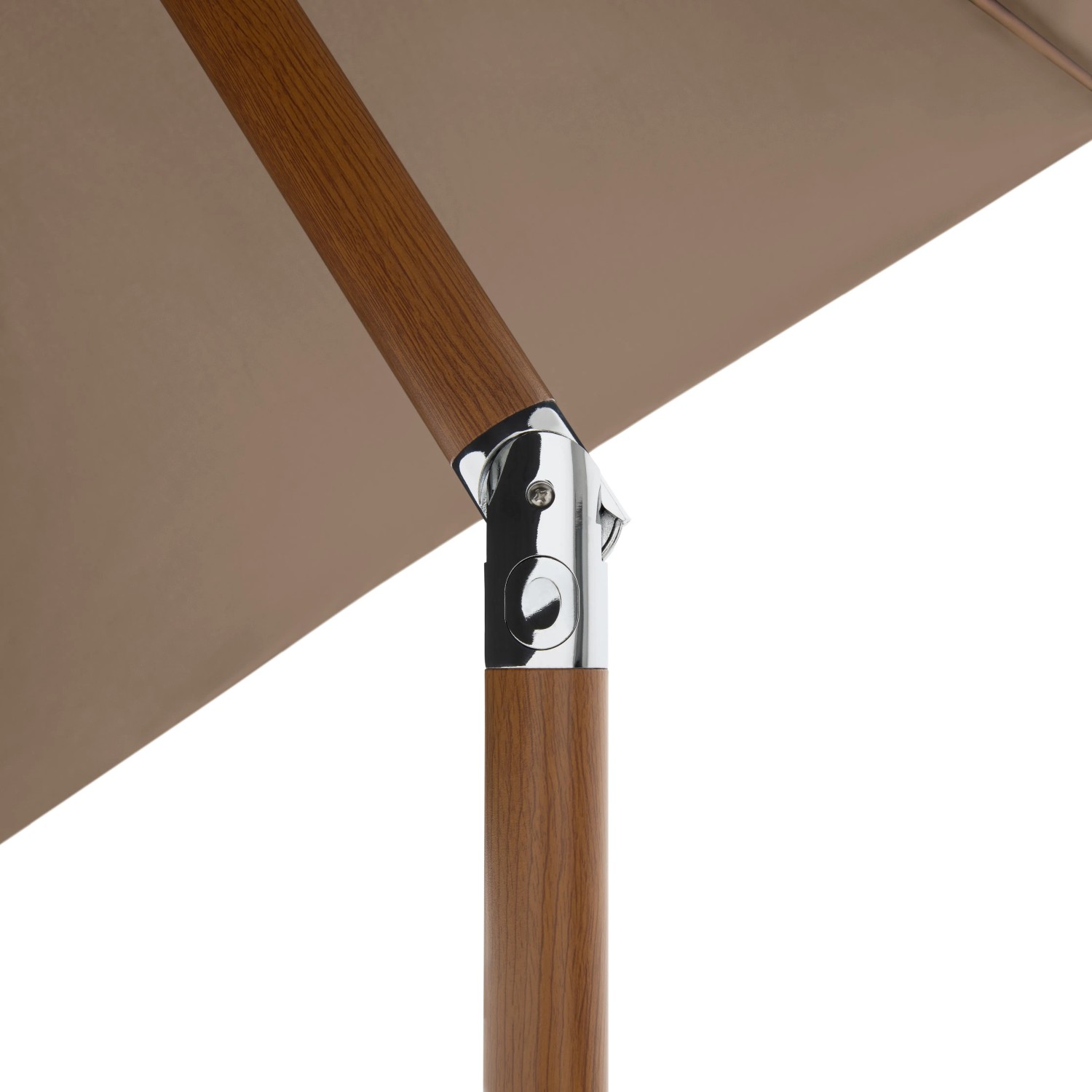 Detailaufnahme: Greiger Doppler Kurbelschirm Life Wood, 300x200 cm, mit Holzoptik.