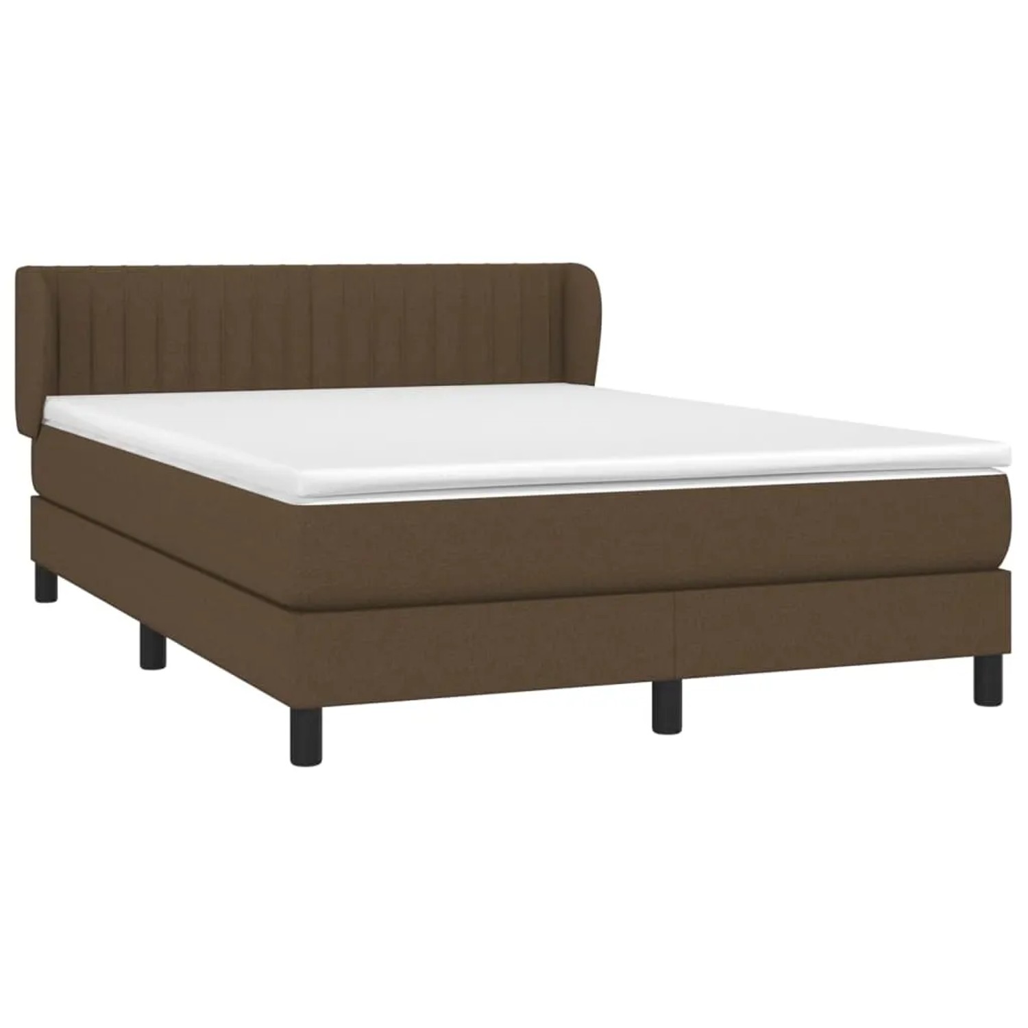 Dunkelbraunes Boxspringbett 140x190 cm mit Matratze und Kopfteil